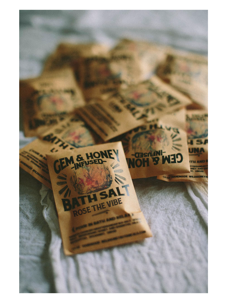 Wild Yonder Studios - Gem & Honey Infused Salt Soak + Scrub - Rose the Vibe