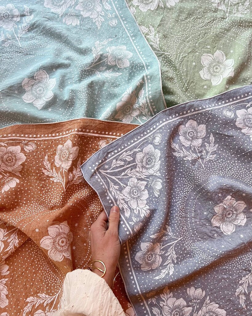 Lili Arnold Studios - Anemone Hemp & Org. Cotton Bandana - Seafoam Chambray