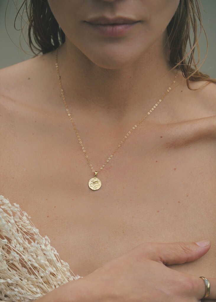 Mountainside Jewelry - Rosa Gold Vermeil Pendant Necklace - 18" Cable Chain