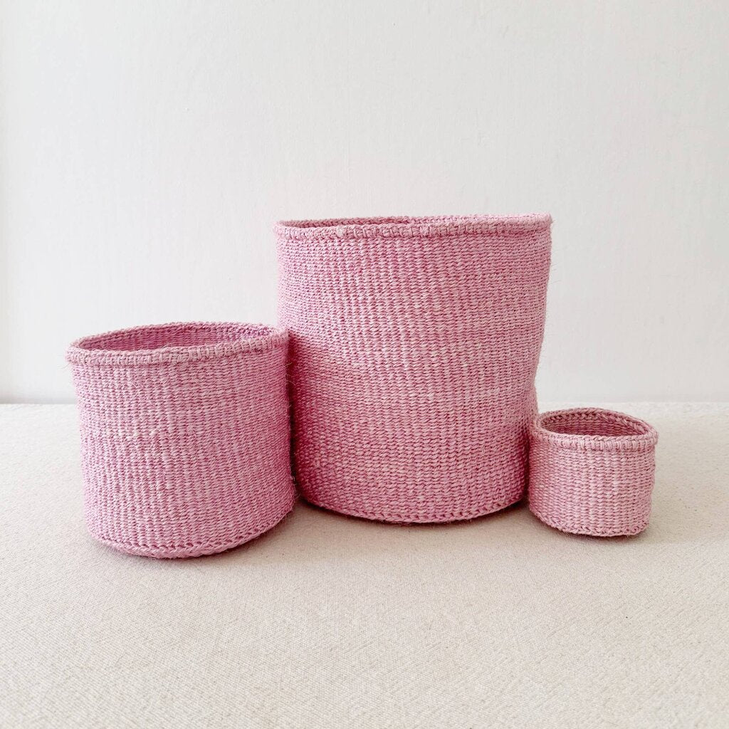 Amsha - Little Lilac Pink Sisal Storage Basket - Woven in Kenya