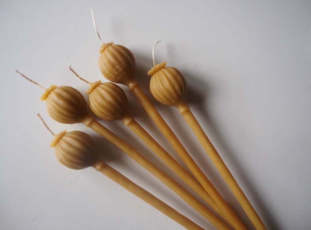 Woven - Handpoured Beeswax Poppy Pod Candle - Cortes Island, BC
