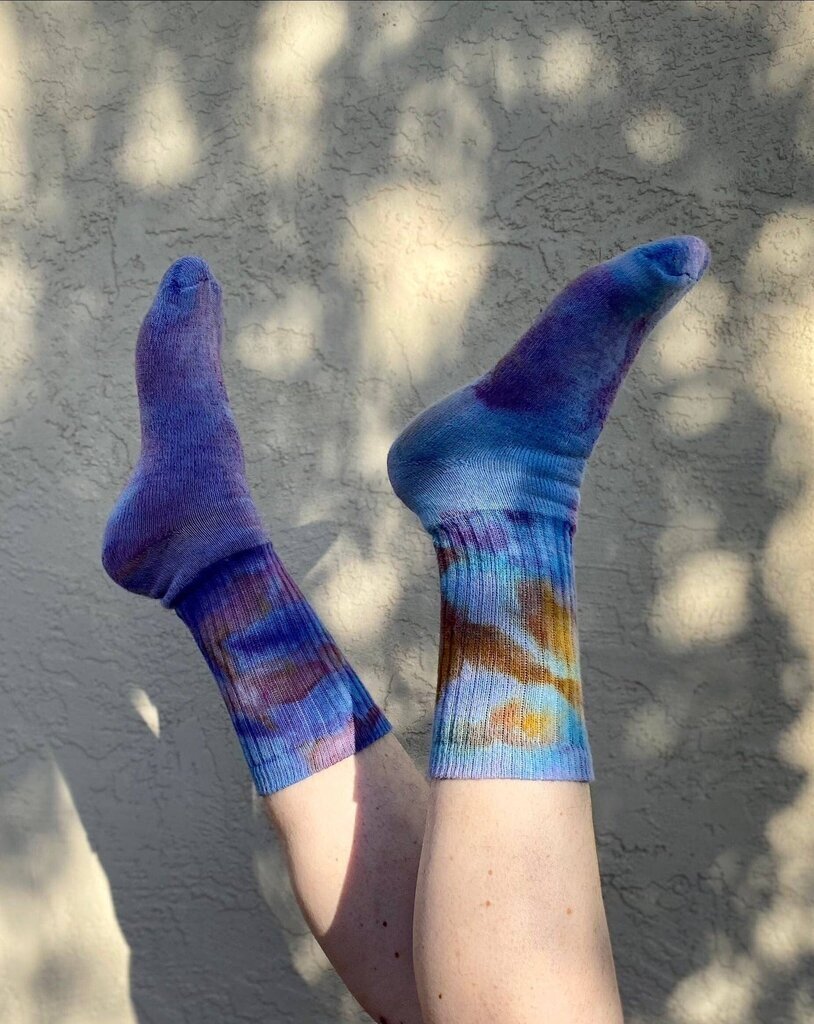 Mira Blackman - Amethyst Ice-dyed Organic Cotton Socks - Large
