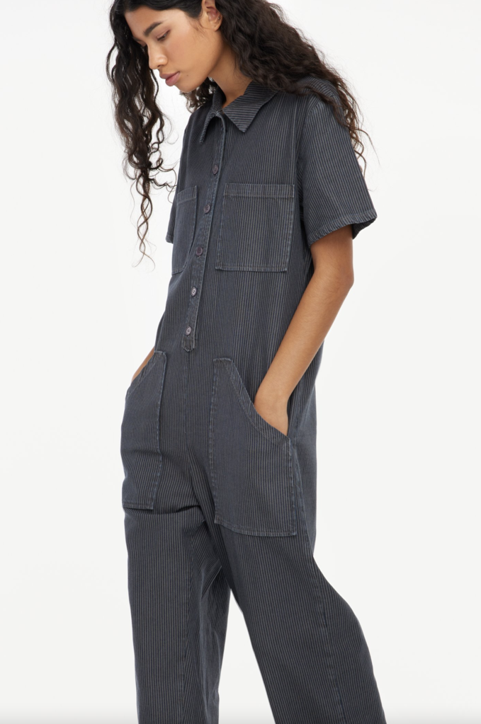 LACAUSA - Charcoal Railroad Lucky Jumpsuit - Large
