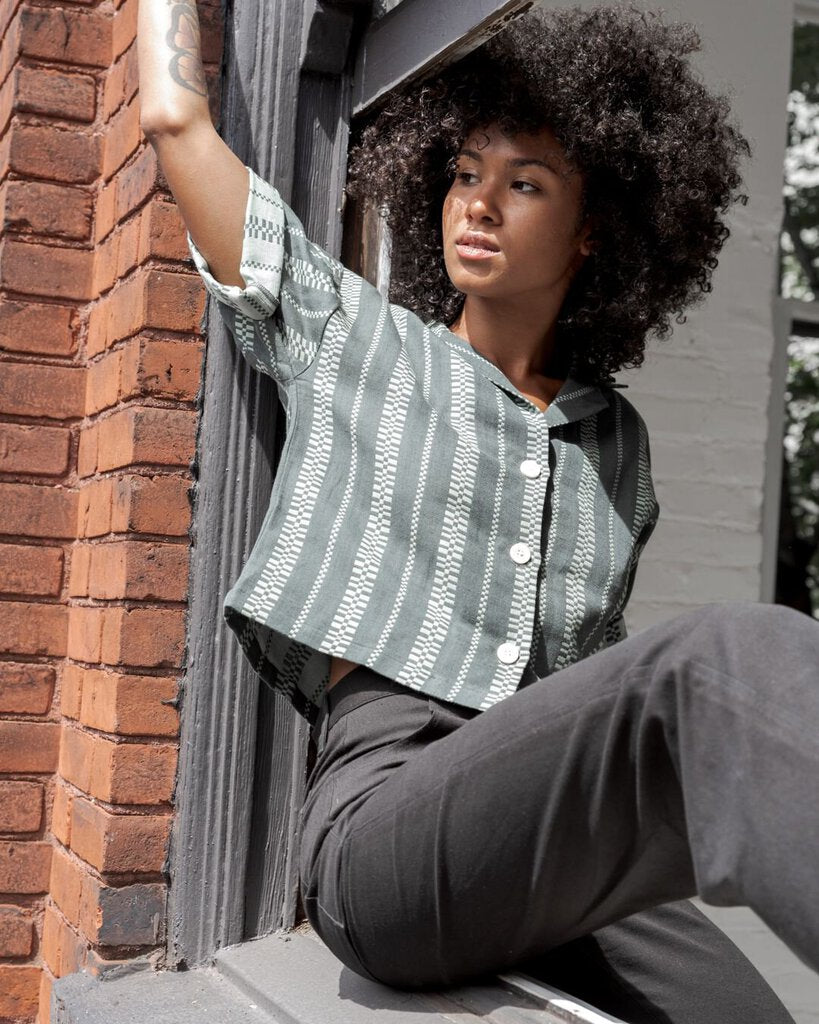 Soluna Collective - Fern Green Woven Cargo Shirt - Large