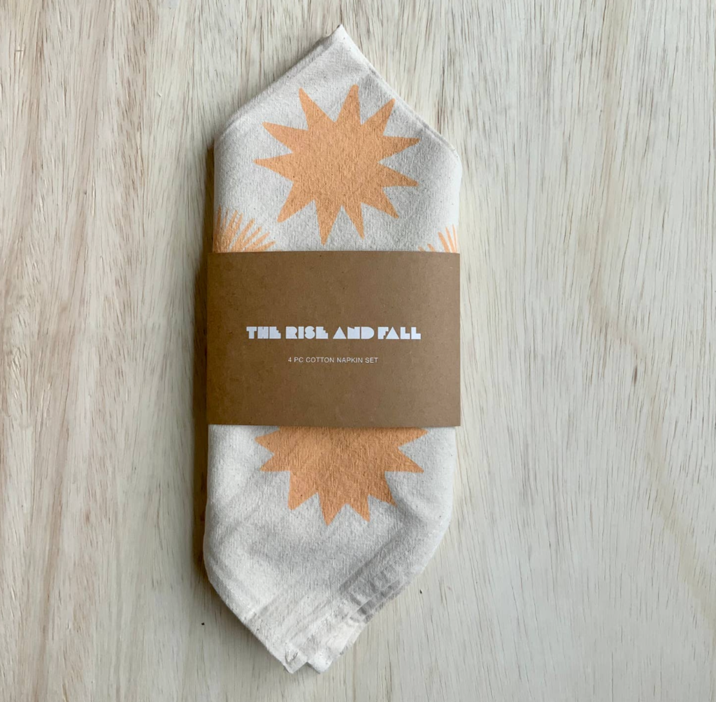 The Rise And Fall - Starburst Handprinted Napkins - Set of 4