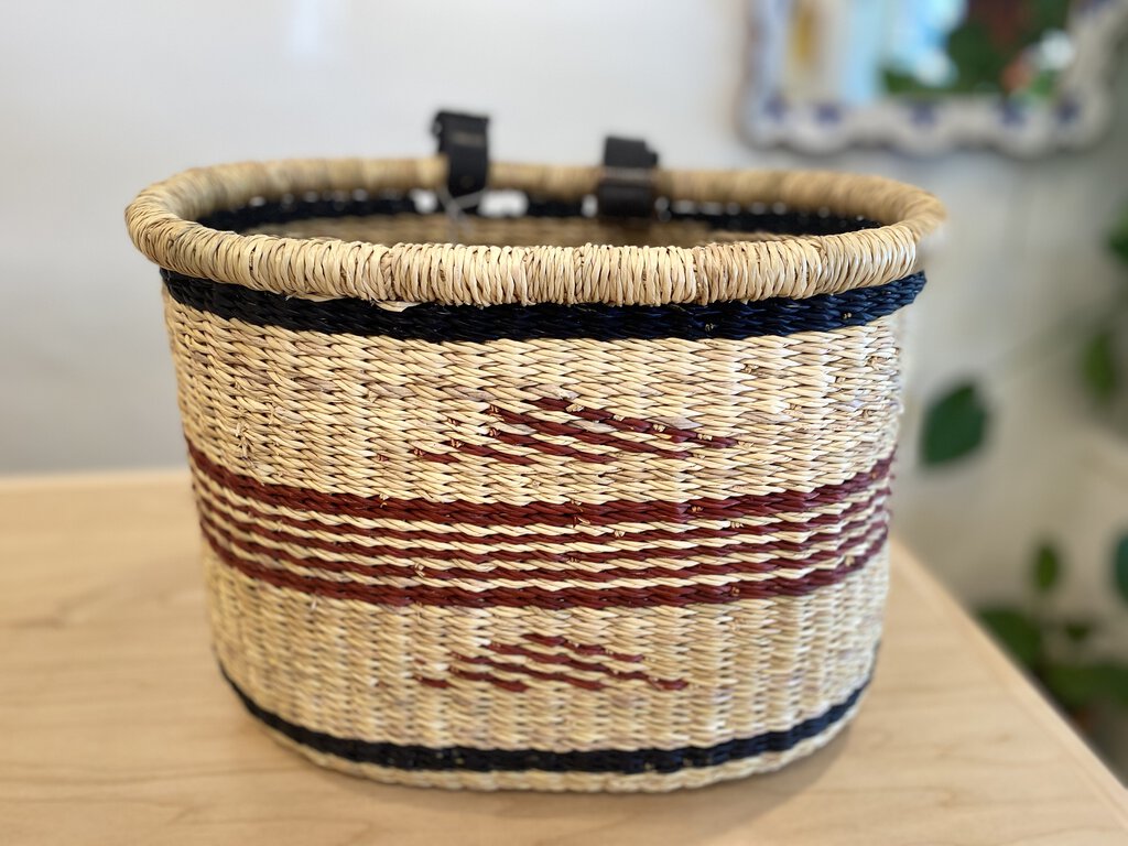 Elephant Grass Bicycle Basket - Brown Accent
