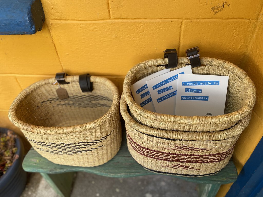 Elephant Grass Bicycle Basket - Brown Accent