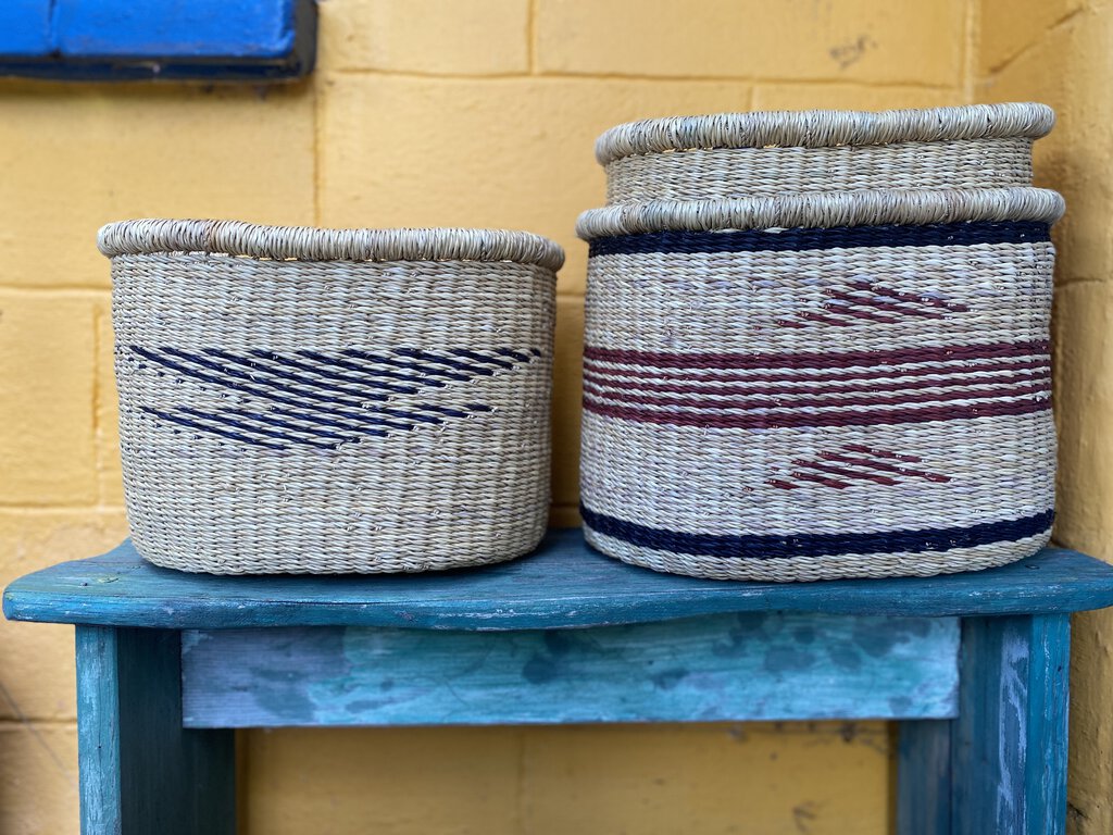 Elephant Grass Bicycle Basket - Brown Accent