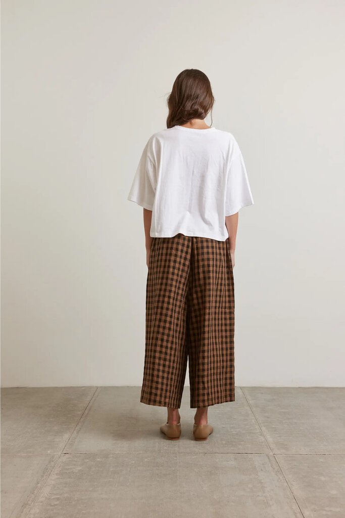 a mente - Ink + Copper Checkered Linen Pants - Medium/Large