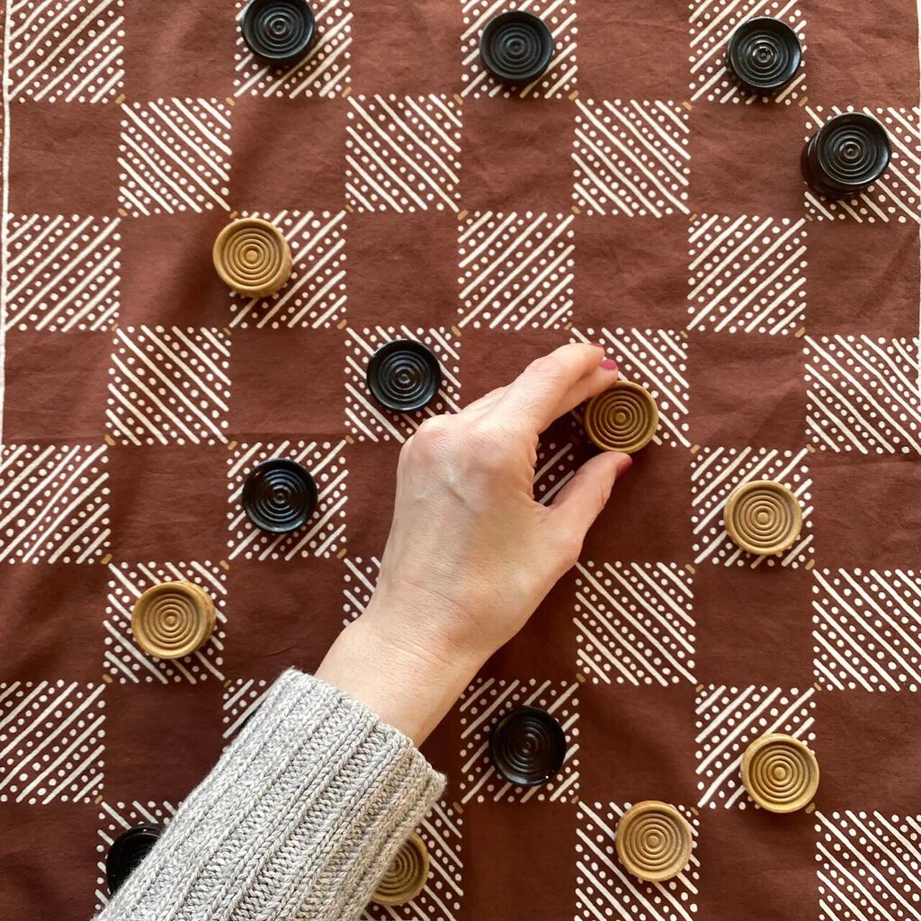 Last Chance Textiles - Travel Checkers Set - Cocoa