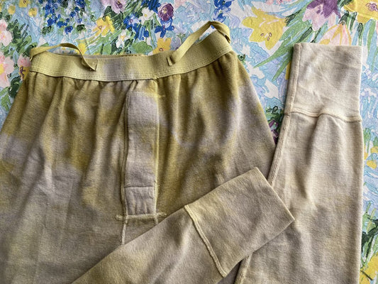WorkShop Lyko - Iron/Avocado/Turmeric Hand-dyed Vintage Wool + Cotton Long John's - Medium