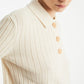 Rita Row - Cream Cashmere-blend Knit Polo - Large