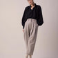 amente - 100% Wool Fog Grey Tapered Ankle Pants - Medium/Large
