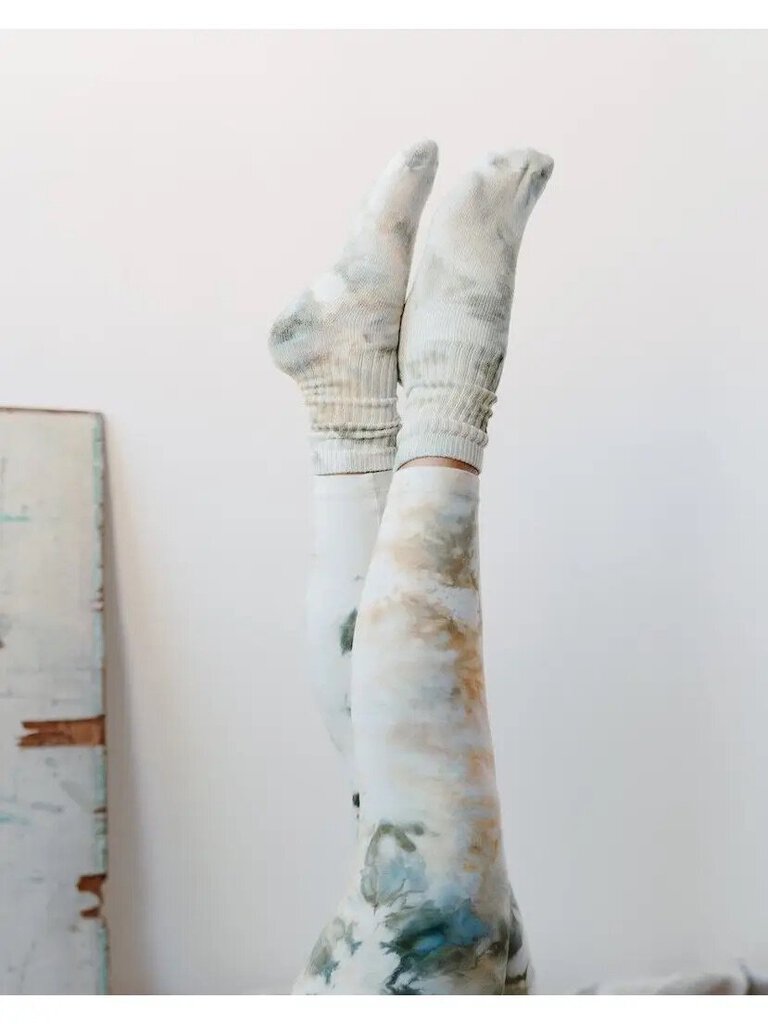 Mira Blackman - Ice-dyed Organic Cotton Socks - Lichen