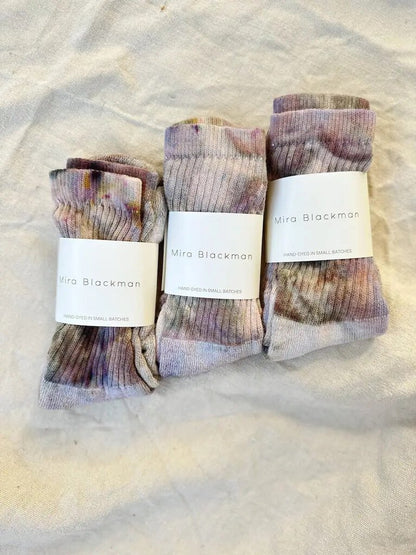 Mira Blackman - Twilight Hand-dyed Organic Cotton Socks - Size 10-12