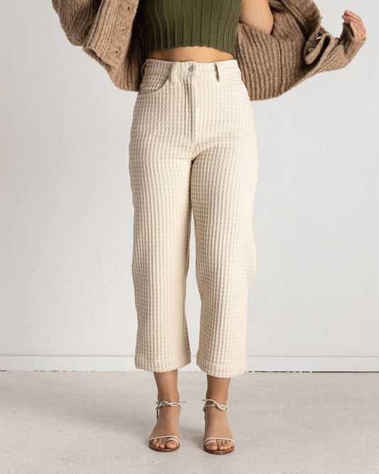 Soluna Collective - Natural Waffle Wide Leg Pants - Size 0