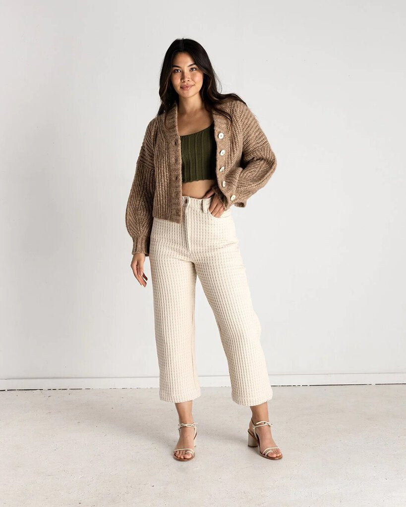 Soluna Collective - Natural Waffle Wide Leg Pants - Size 14