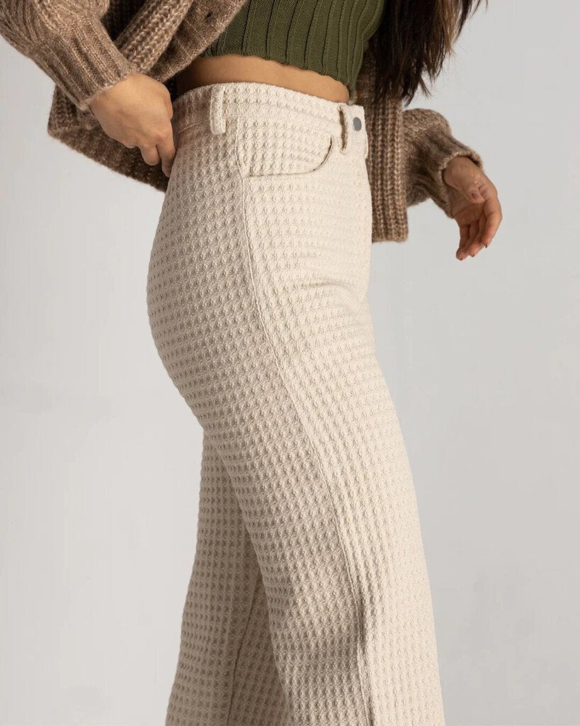 Soluna Collective - Natural Waffle Wide Leg Pants - Size 4