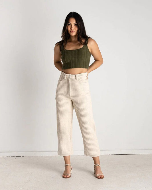 Soluna Collective - Natural Waffle Wide Leg Pants - Size 4