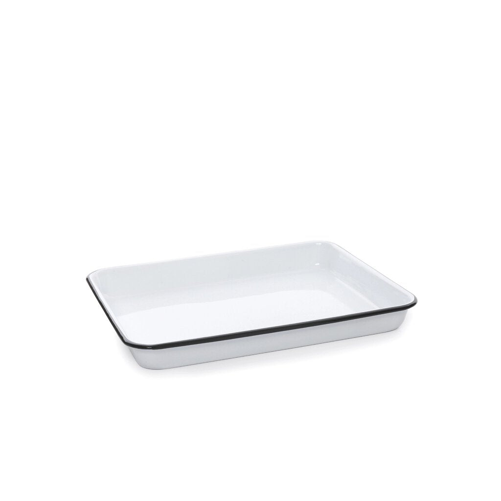 Crow Canyon Enamelware - White + Black Vintage Tray