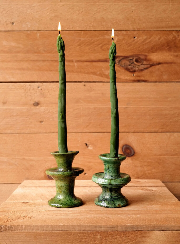 Happy Organics - Asparagus Beeswax Candlestick Pair