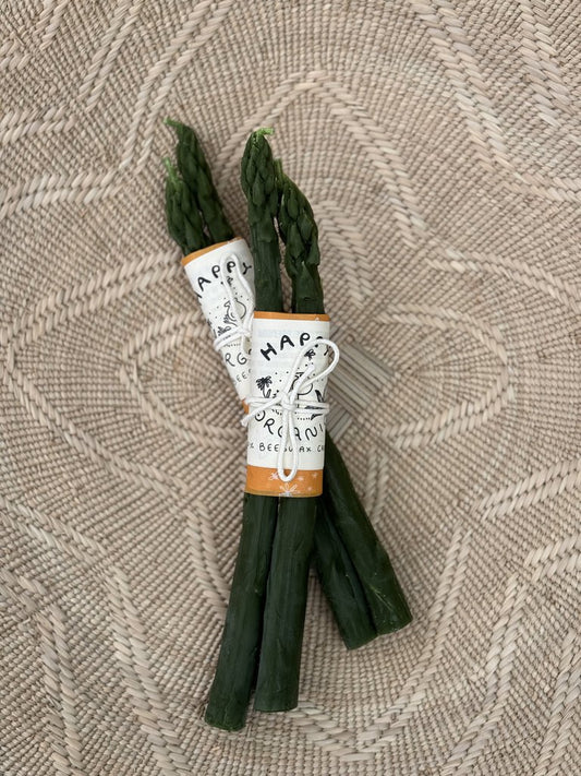 Happy Organics - Asparagus Beeswax Candlestick Pair