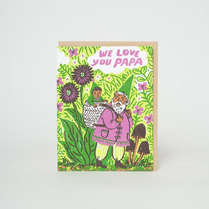 Phoebe Wahl - Letterpress Greeting Card - Love You Papa Gnome Fathers Day