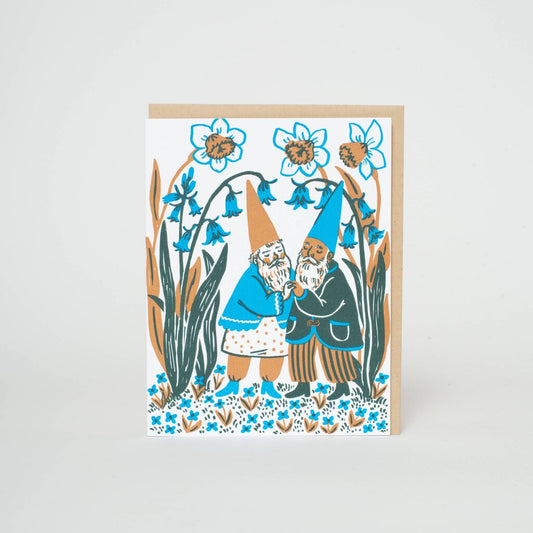 Phoebe Wahl - Letterpress Greeting Card - Hugging Bluebells