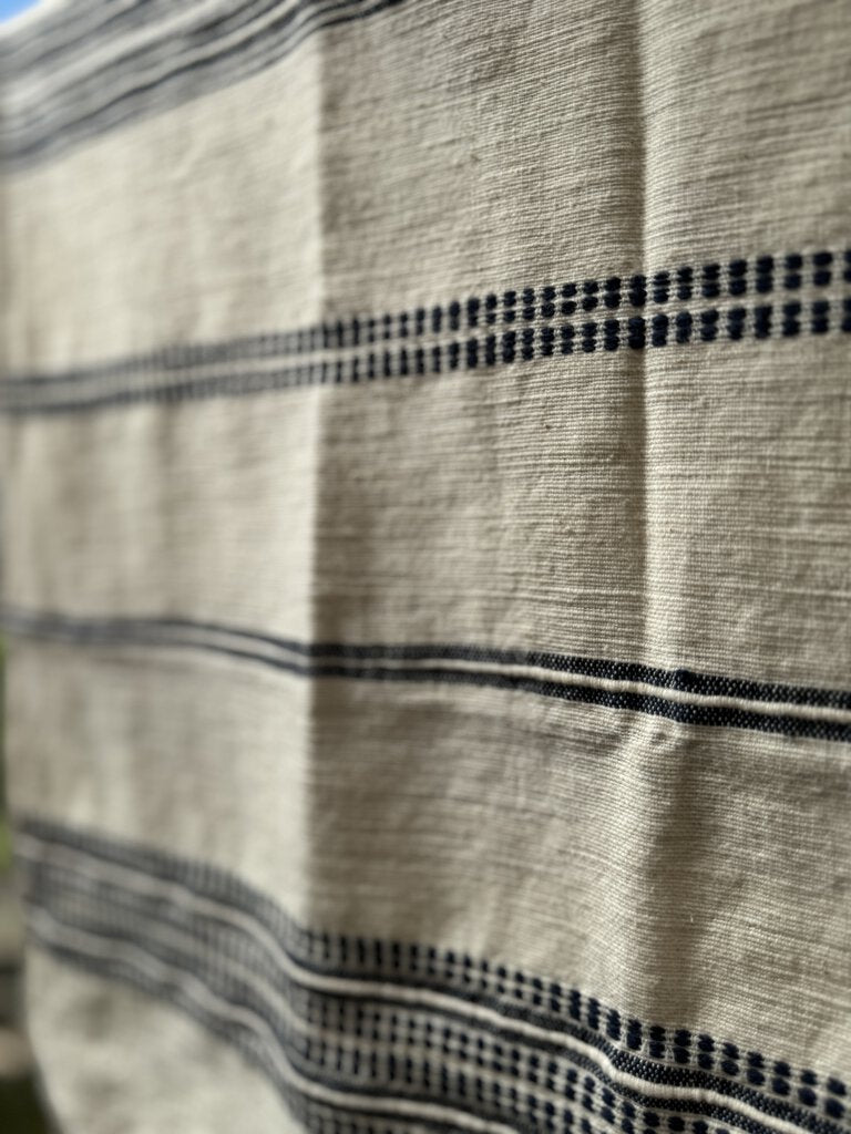 Creative Women - Ethiopian Handwoven Cotton Towel - Navy + Cream