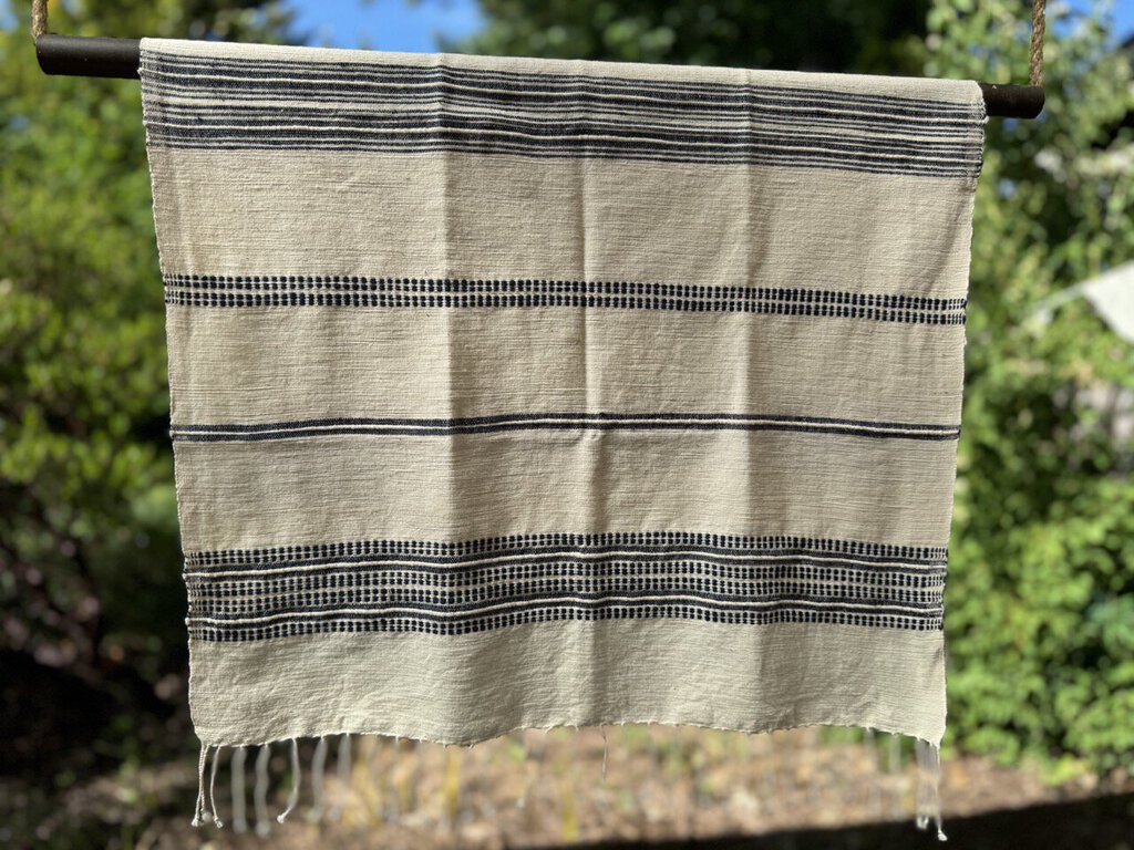 Creative Women - Ethiopian Handwoven Cotton Towel - Navy + Cream