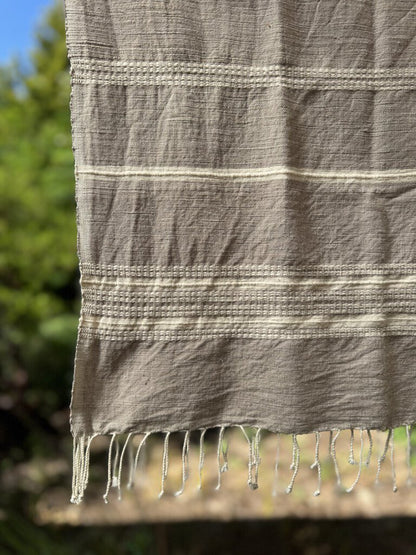 Creative Women - Ethiopian Handwoven Cotton Towel - Grey + Cream