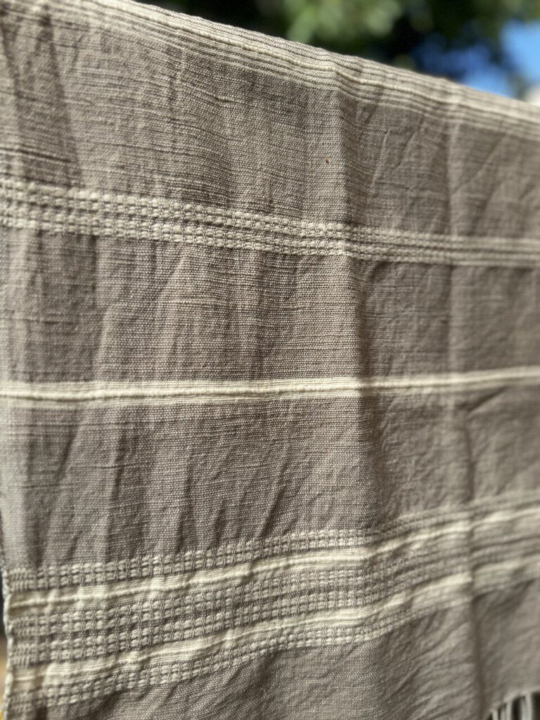 Creative Women - Ethiopian Handwoven Cotton Towel - Grey + Cream