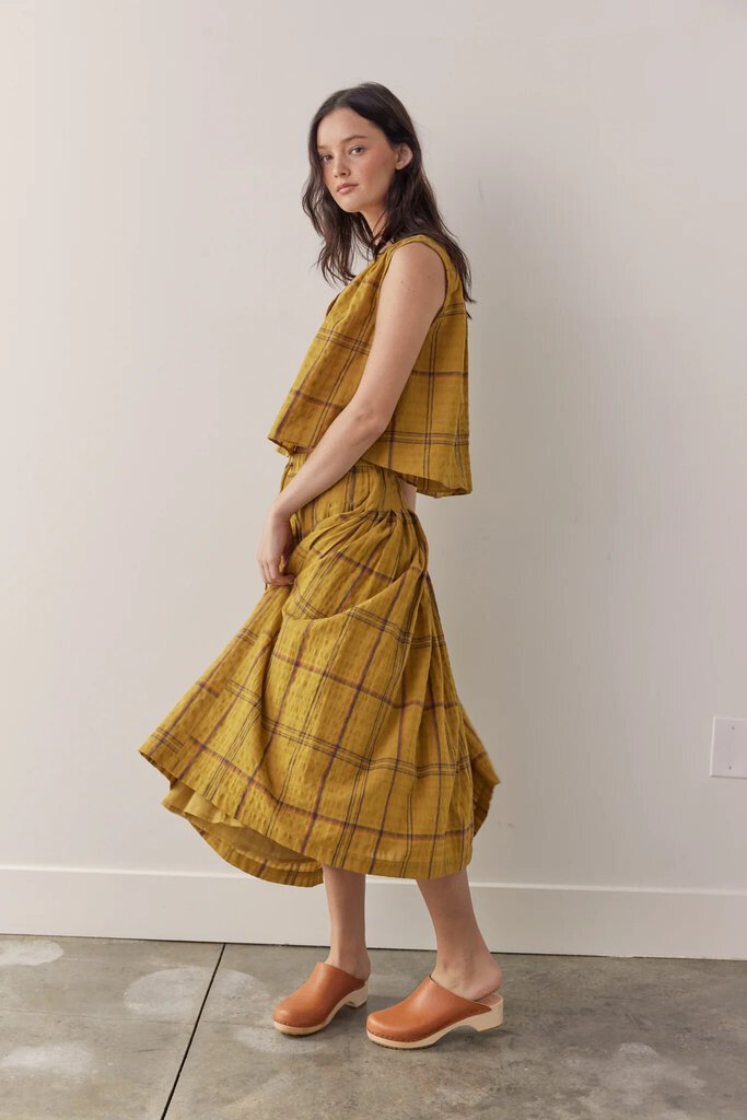 amente - Mustard Plaid Skirt - XS/Small