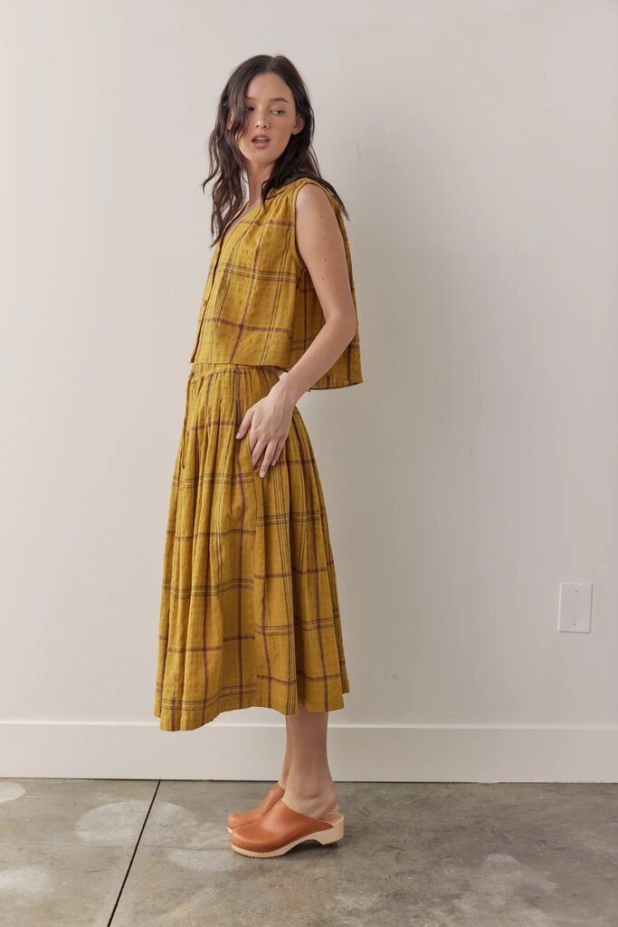 amente - Mustard Plaid Skirt - XS/Small