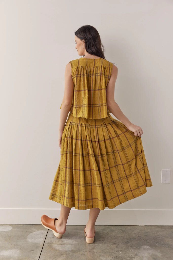 amente - Mustard Plaid Skirt - XS/Small