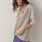 amente - Striped Linen Tie Top - XS/Small