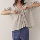 amente - Striped Linen Tie Top - XS/Small