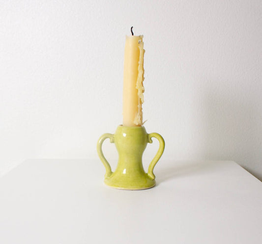 Erika Christine Ceramics - Chartreuse Amphora Candle Stick Holder
