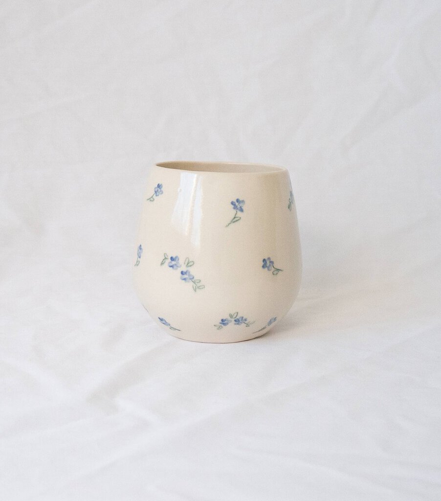 Erika Christine Ceramics - Blue Wild Flowers Wine Cup