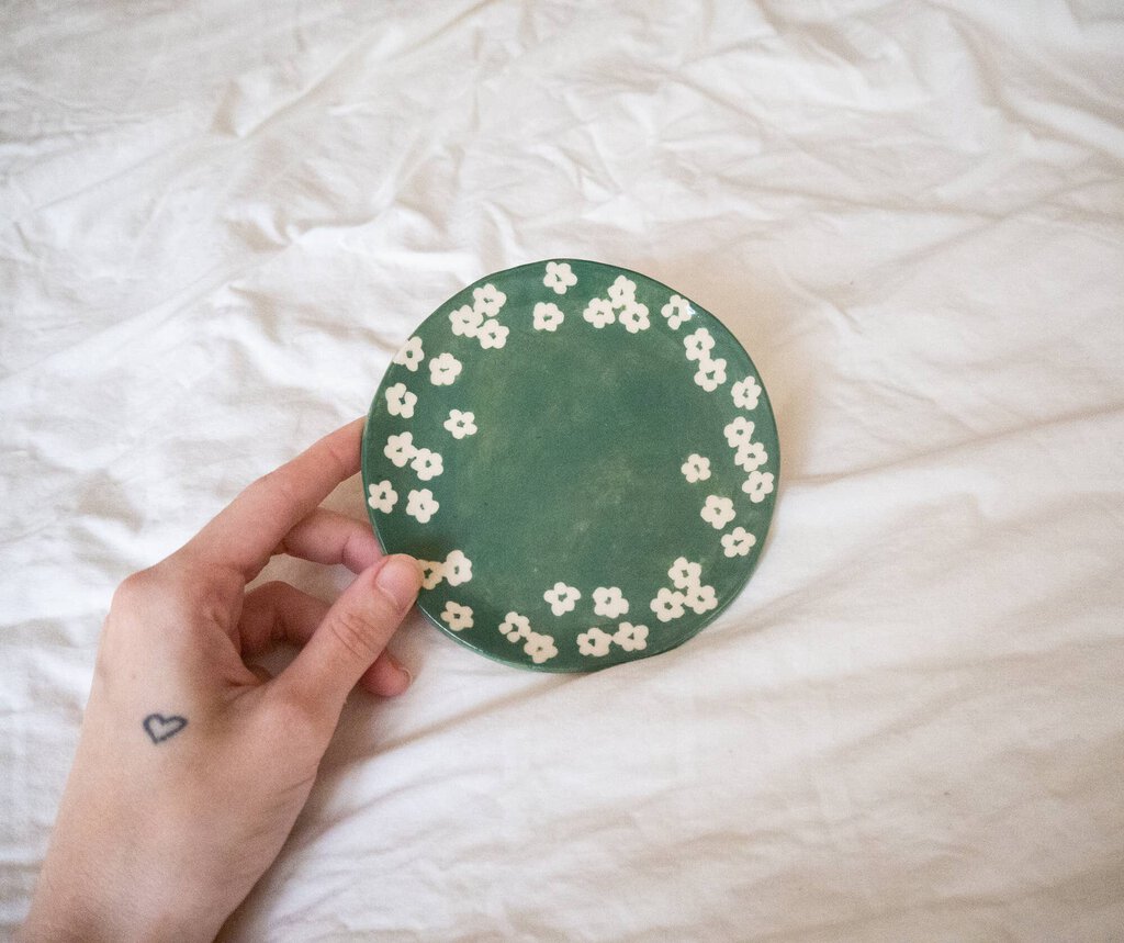 Erika Christine Ceramics - Emerald Petunias Catchall Plate