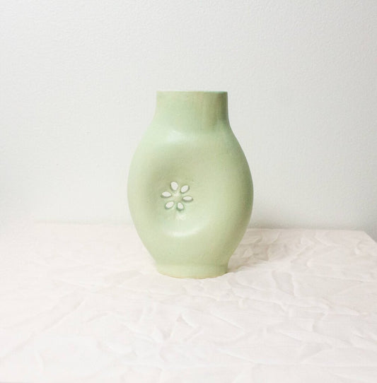 Erika Christine Ceramics - Pistachio Daisy Cutout Vase