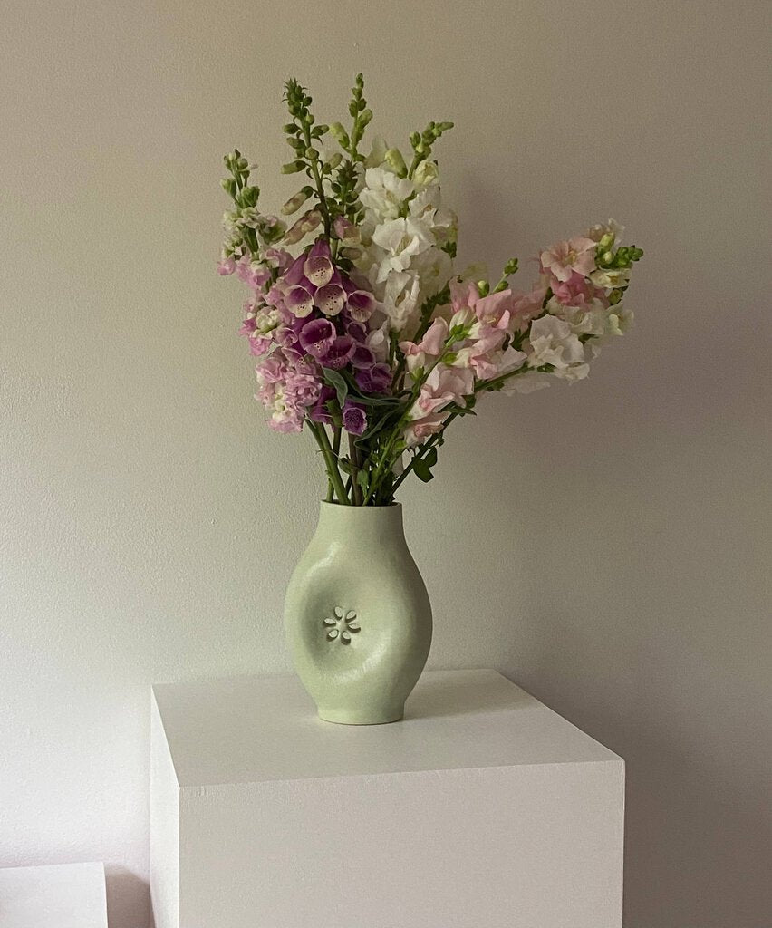 Erika Christine Ceramics - Pistachio Daisy Cutout Vase