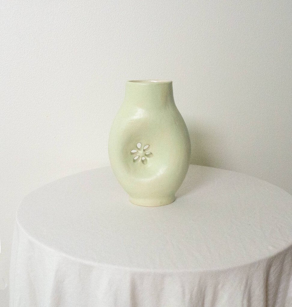 Erika Christine Ceramics - Pistachio Daisy Cutout Vase