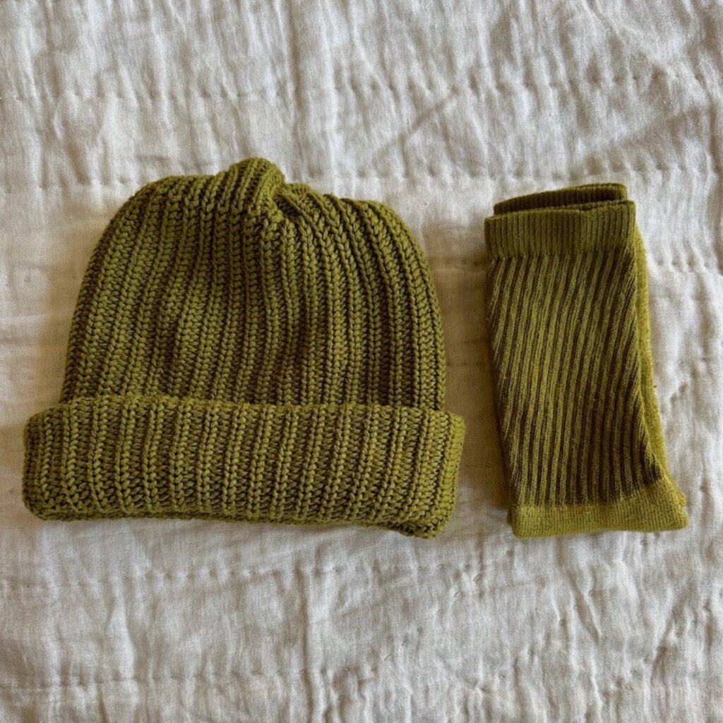 Mira Blackman - Hand-dyed Cotton Beanie - Olive