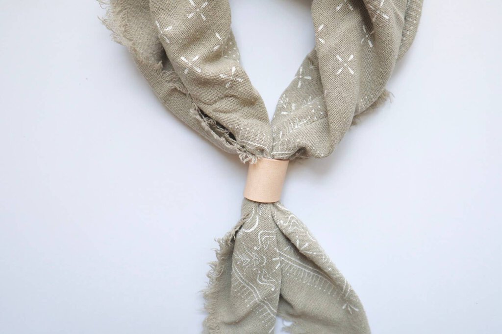 Eco Raw Studio - Plant-dyed Raw Silk Bandana - Sage Grey + White