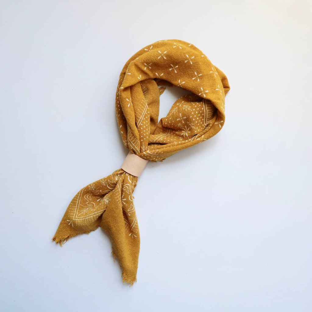 Eco Raw Studio - Plant-dyed Raw Silk Bandana - Desert Gold + White