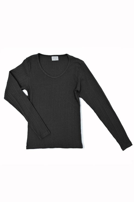 Curator - Black Maise Pointelle Longsleeve - Large