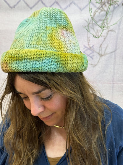 Mira Blackman - Hand-dyed Cotton Beanie - Water Lily