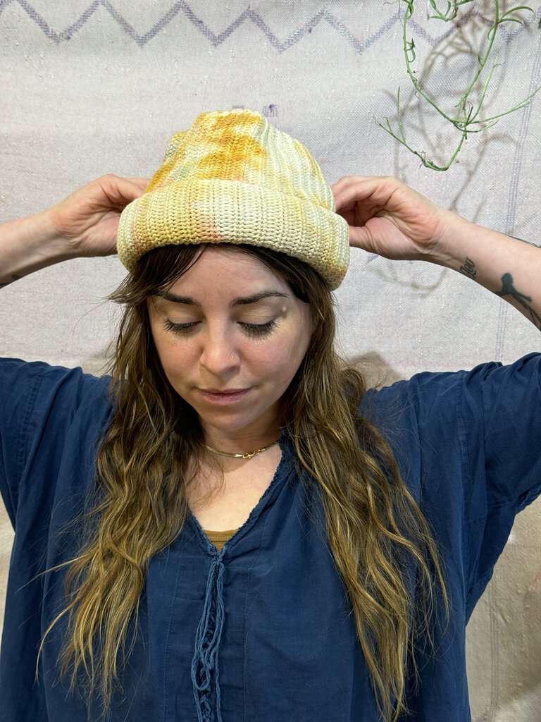 Mira Blackman - Hand-dyed Cotton Beanie - Burnt Peach