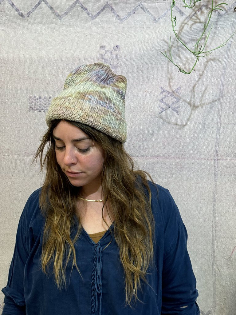 Mira Blackman - Hand-dyed Cotton Beanie - Lavender + Greys